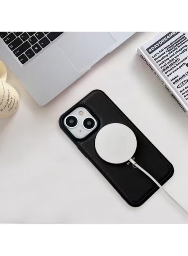 SOKAD iPhone 13 Leather Case with Metal Magnetic Folding Stand - Black - Image 4