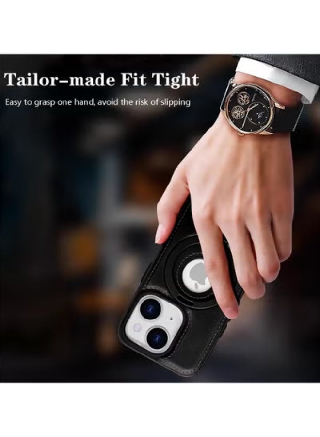 SOKAD iPhone 13 Leather Case with Metal Magnetic Folding Stand - Black - Image 3