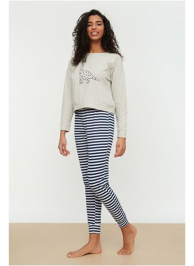 trendyol - Multicolored 100% Cotton Printed T-shirt-Jogger Knitted Pajama Set THMAW21PT0240 - Image 1