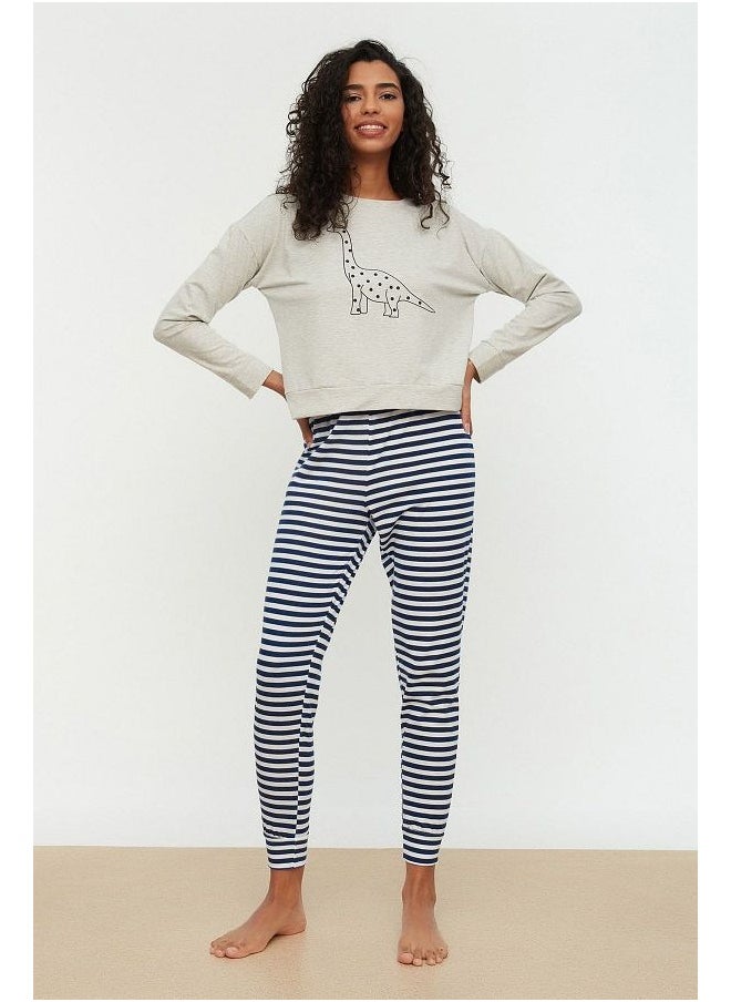 trendyol - Multicolored 100% Cotton Printed T-shirt-Jogger Knitted Pajama Set THMAW21PT0240 - Image 1