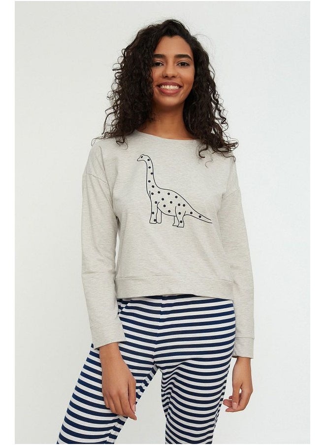 trendyol - Multicolored 100% Cotton Printed T-shirt-Jogger Knitted Pajama Set THMAW21PT0240 - Image 1