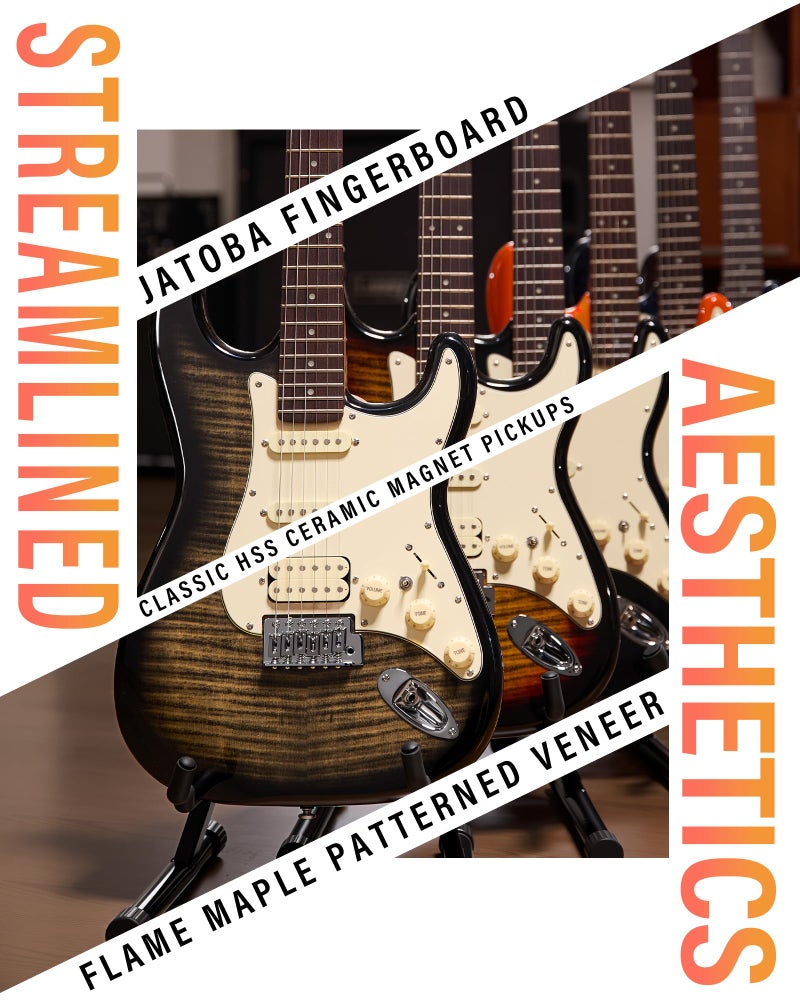 AKLOT Beginner Electric Guitar Kit: 10W Amp, Coil-Split HSS Pickups, Lesson Book, Roasted Maple Neck, Gig Bag, Tuner, Strap, Picks, Stryde Obsidian Black - Image 5