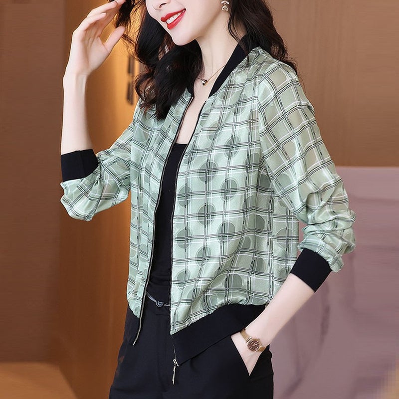 2024 Summer New Large Size Loose Fit Jacket Cardigan Top Short Jacket Trendy Printing Sun Protection Baseball Uniform For Women 3057# 