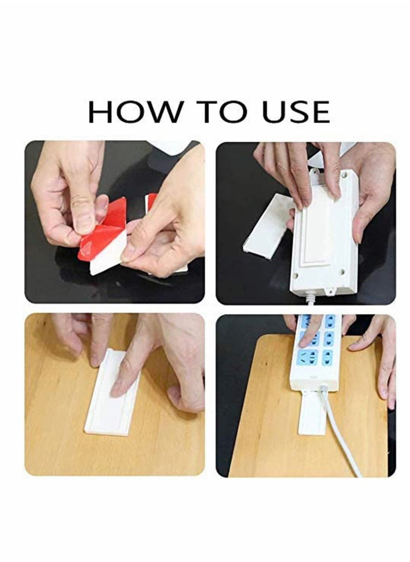 Y&D - Power Strip Holder, 2 Pack Self Adhesive Punch-Free Plug-in Wall Socket Sticker Fixer Reusable Adapter Stand Shelf Traceless Cable Management Patch Panel Organizer (Whtie) - Image 1