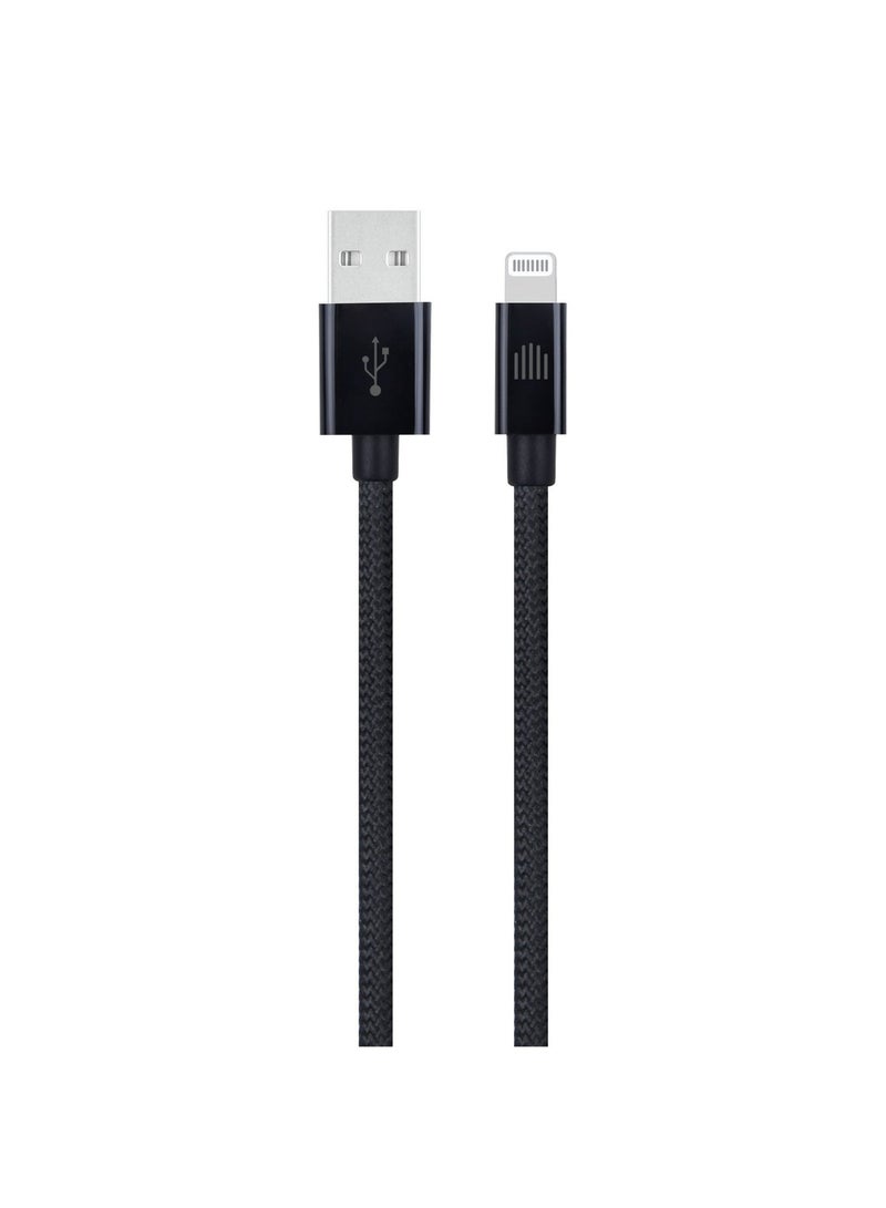DVICED USB-A to lightning Charging & Data transfer 1.25m nylon cable  - Black - Image 1