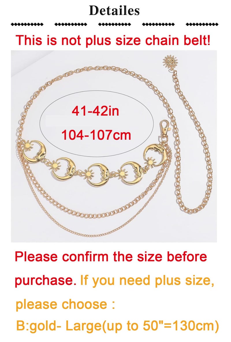 MODRSA Chain Belt Gold Chain Belt for Women Fashion Gold Waist Chains Metal Moon Sun Layered Waist Belts Chains Trendy Belly Belts for Women - Image 2