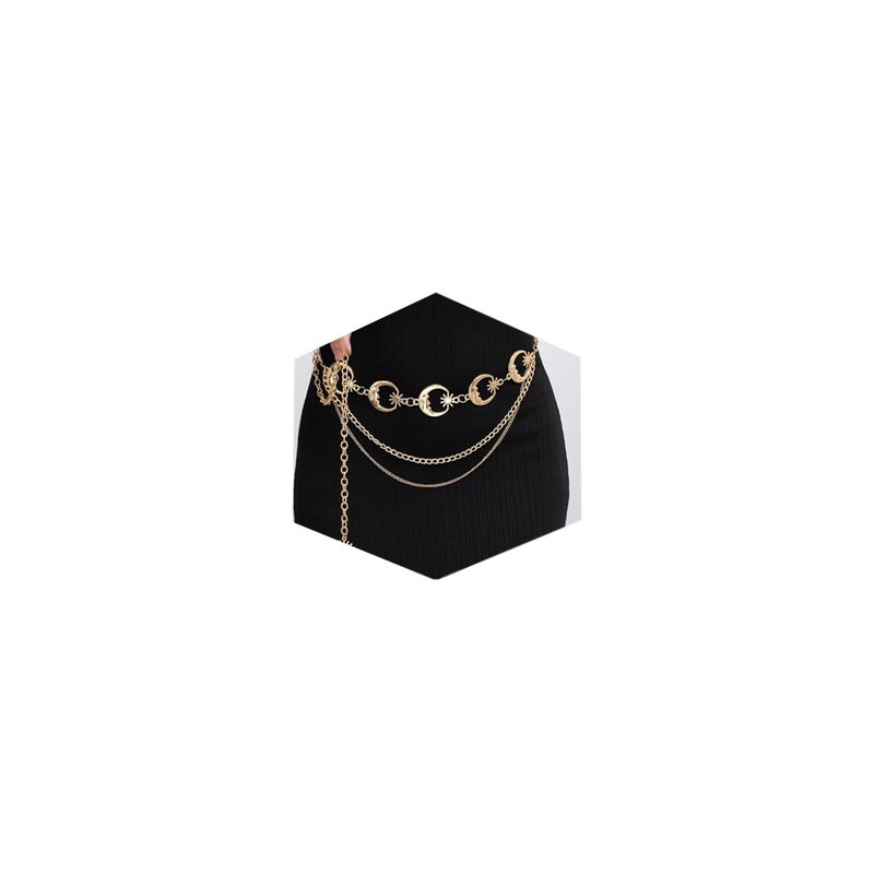 MODRSA Chain Belt Gold Chain Belt for Women Fashion Gold Waist Chains Metal Moon Sun Layered Waist Belts Chains Trendy Belly Belts for Women - Image 1