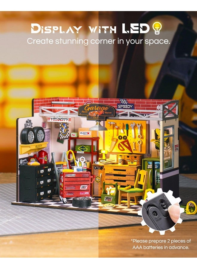 Rolife Rolife DIY Miniature House Kit Garage Workshop, Build 1/20 Mini House Building Kit with LED Craft Kits for Aduls Gifts for Him Her Kids - Image 3
