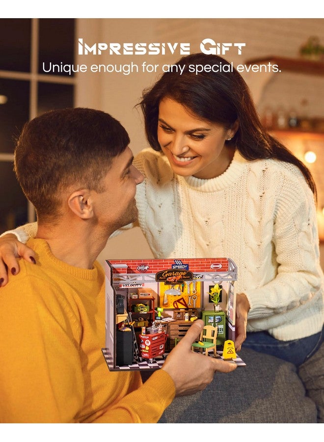 Rolife Rolife DIY Miniature House Kit Garage Workshop, Build 1/20 Mini House Building Kit with LED Craft Kits for Aduls Gifts for Him Her Kids - Image 5