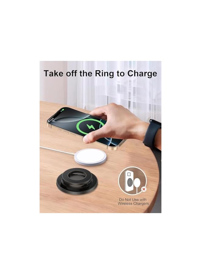 S-TOP Double Magnetic Phone Ring Holder,Magnetic Grip Stand for MagSafe, Foldable Cell Phone Grip for iPhone, Android, Case, Desk, Car Mount (Black, Includes 1 Magnet Rings) - Image 4
