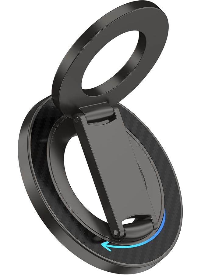 S-TOP Double Magnetic Phone Ring Holder,Magnetic Grip Stand for MagSafe, Foldable Cell Phone Grip for iPhone, Android, Case, Desk, Car Mount (Black, Includes 1 Magnet Rings) - Image 1