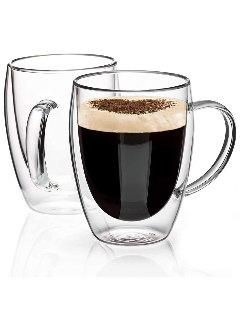 MARK STORE - Double Wall Glass Coffee Mugs with Handle, Insulated Layer Clear coffee Cups, Borosilicate Double-layer Mugs for Espresso,Cappuccino And Tea, Multiple Sizes - Image 1