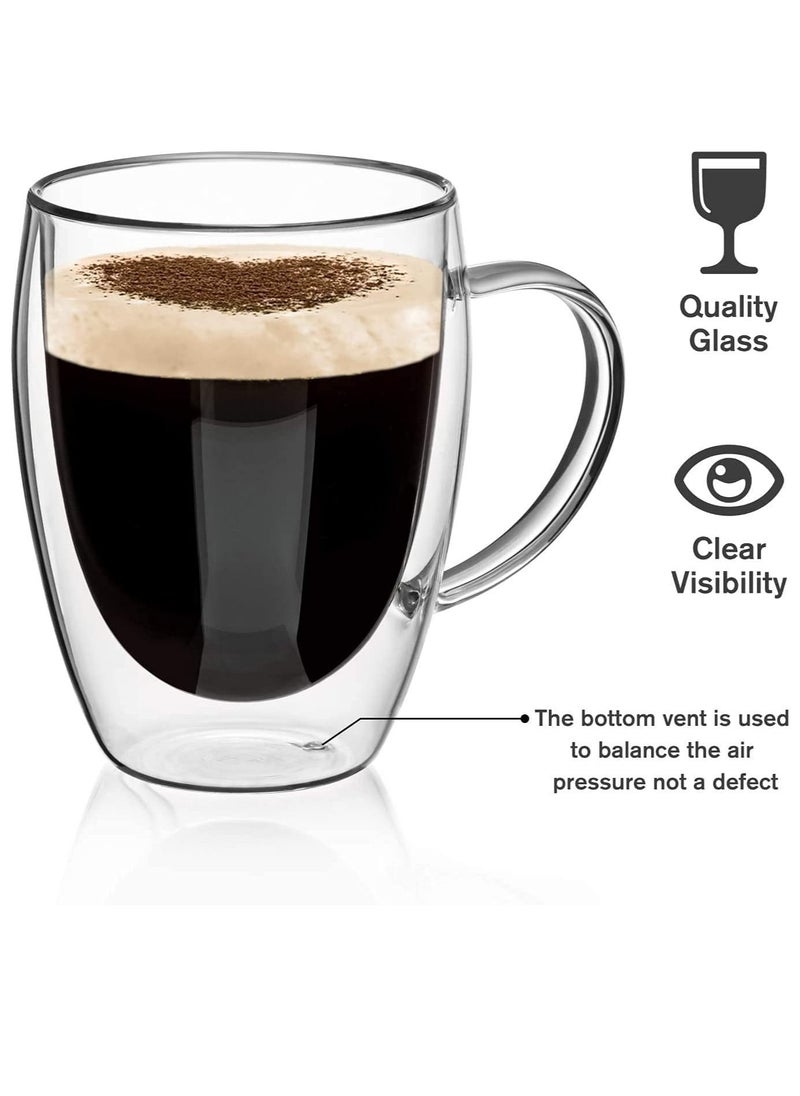MARK STORE - Double Wall Glass Coffee Mugs with Handle, Insulated Layer Clear coffee Cups, Borosilicate Double-layer Mugs for Espresso,Cappuccino And Tea, Multiple Sizes - Image 1