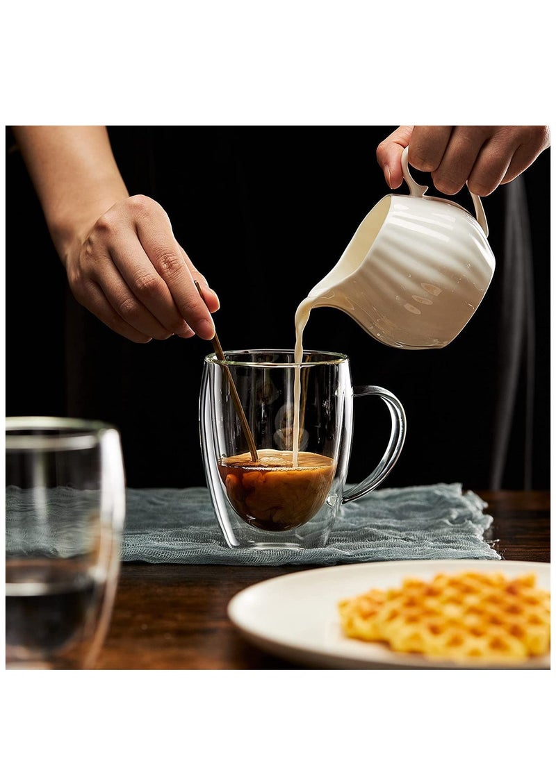 MARK STORE - Double Wall Glass Coffee Mugs with Handle, Insulated Layer Clear coffee Cups, Borosilicate Double-layer Mugs for Espresso,Cappuccino And Tea, Multiple Sizes - Image 1
