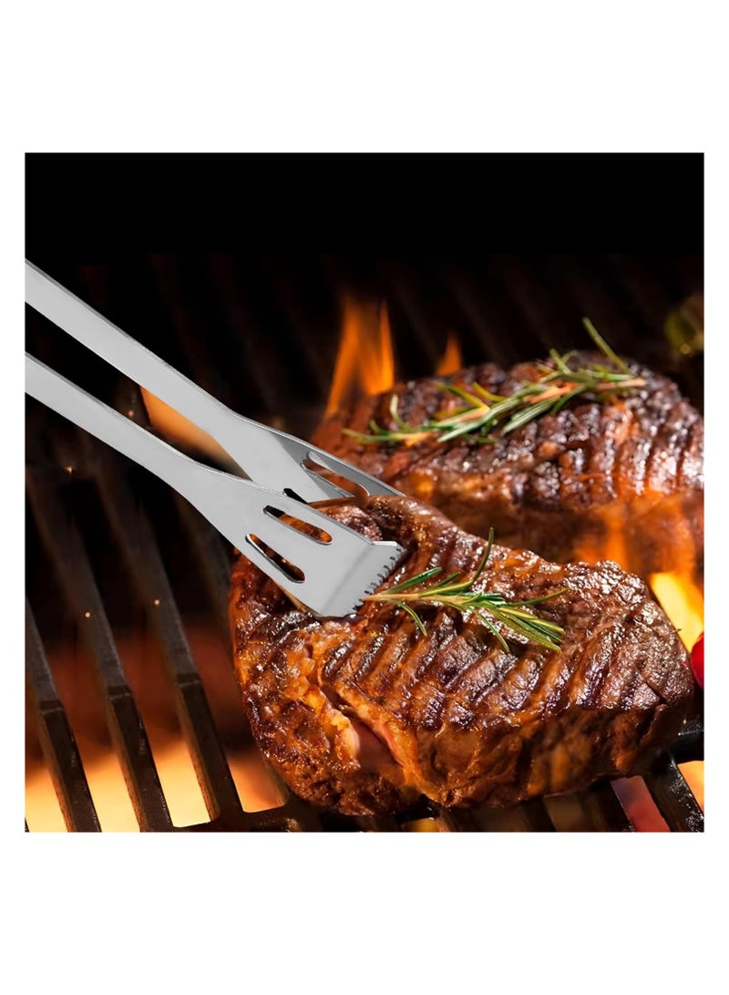 SYOSI 18PCS Grill Accessories Set for Outdoor BBQ and Camping - Durable Stainless Steel Utensils with Spatula, Fork, Tongs & More - Ideal Gift for Men, Camp Chefs & BBQ Enthusiasts - Image 5