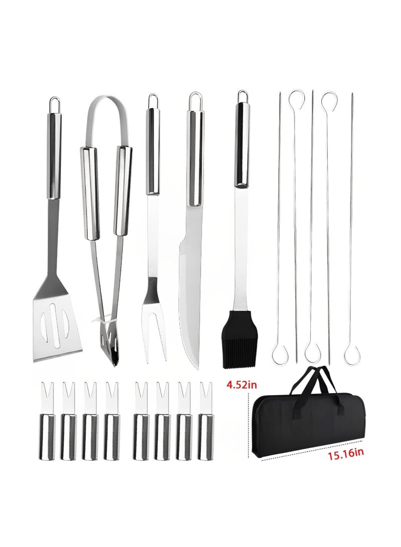 SYOSI 18PCS Grill Accessories Set for Outdoor BBQ and Camping - Durable Stainless Steel Utensils with Spatula, Fork, Tongs & More - Ideal Gift for Men, Camp Chefs & BBQ Enthusiasts - Image 3