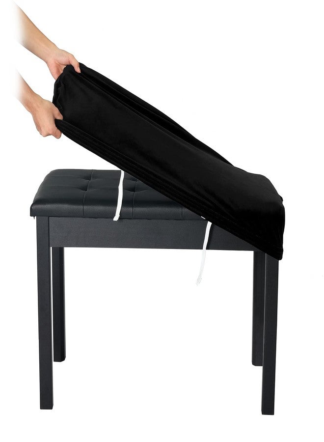 SINOSSO Soft Velvet2-Person Piano Bench Cover, (27.5"- 36.5") Lx (12"- 16") W Rectangle Stretch Washable Stool Upholstered Protector Slipcover, (M, Black) - Image 1