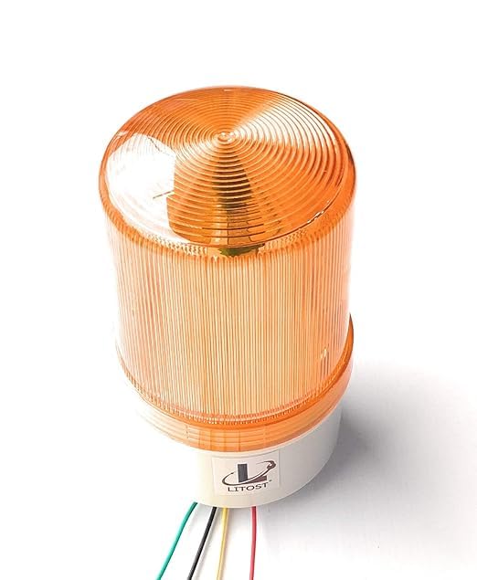 Litost Litost Beacon Led Light Warning Light Industrial Revolving Rotate Light with Sound Alarm Buzzer AC 220 Volt 12 Volt DC 24 Volt DC Yellow  - Image 1