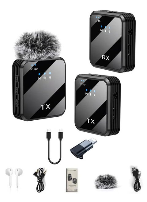 Wireless Lavalier Microphone for iPhone/Android/Camera, 328ft Transmission, 18-Hour Battery Life, 2.4GHz Noise Reduction Mini Mic for TikTok Live Streaming, Vlogs, Interviews, and Online Classes