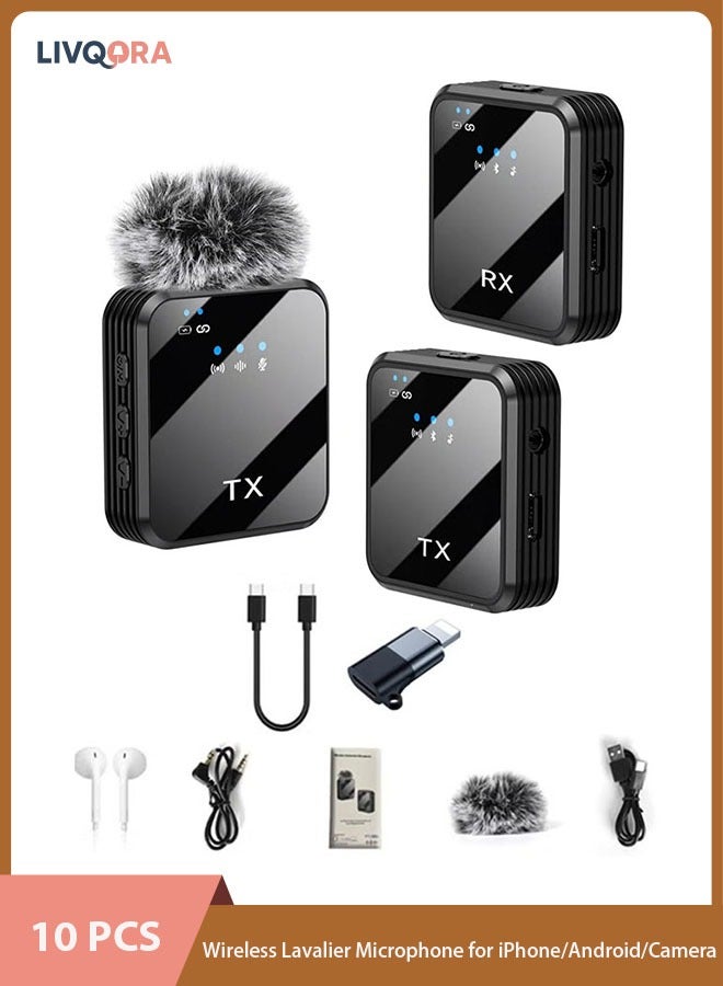 ليفقورا ميكروفون لافاليير لاسلكي لأجهزة iPhone/Android/الكاميرا، نقل 328 قدمًا، عمر بطارية 10 ساعات، ميكروفون صغير لتقليل الضوضاء 2.4 جيجاهرتز للبث المباشر على TikTok، والمدونات المرئية، والمقابلات، والدروس عبر الإنترنت - Image 1