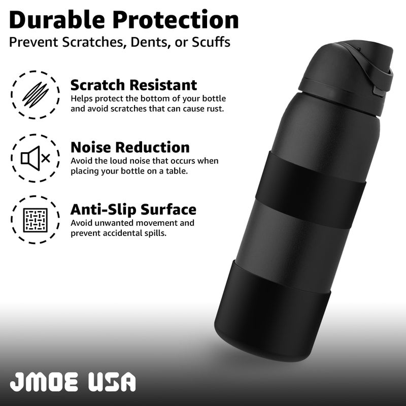 Jmoe USA Jmoe USA Silicone Boot Sleeve + Hand Grip for Owala 40oz Water Bottle | BPA Free & Food-Grade Silicone Rubber | Protective Anti-Slip Bottom Bumper Cover | Protects Against Dents & Scratches (Black) - Image 2