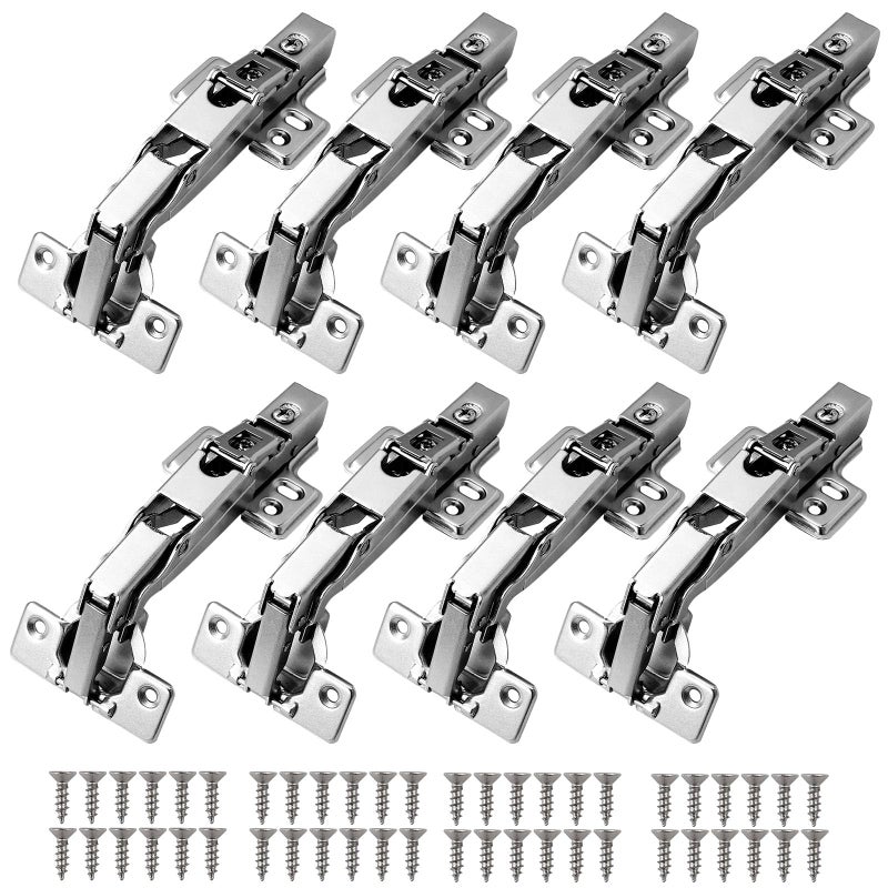 Kamtop 165 Degree Quiet Soft Close Cabinet Hinges, 8 PC Full Overlay Concealed Cold Rolled Steel Cabinet Hinges Hardware Concealed Hinges Kitchen Cabinet Door Full Overlay Buffer Dampers Hinges - Image 1