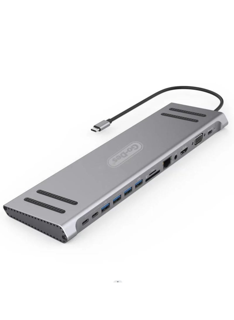 Go-des 14 In 1 USB C Type-c Hubs Docking Station Silver - Image 1