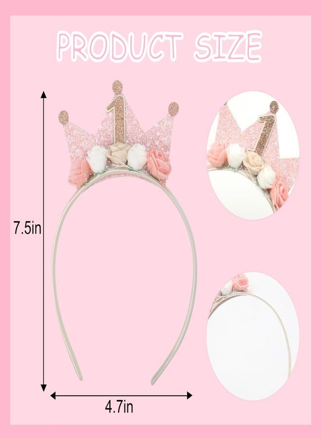 FUTNH 1st Birthday Princess Headband - Sparkling Tiara for Toddler Girls, Age 1-6, Crown, Flower Headbands (1st Birthday Edition) - Image 2