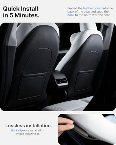 CYBERBEANS 2Pcs for Tesla Model 3/Y 2017-2026 Juniper/Highland(Not for Standard), Leather Seat Back Kick Protectors Accessories, Kids Mats Waterproof Pet Covers - Image 5