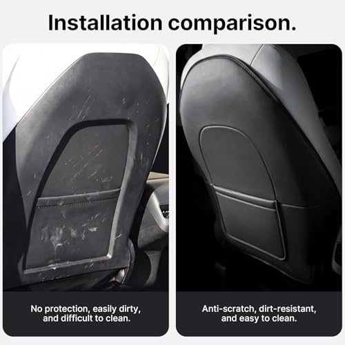 CYBERBEANS 2Pcs for Tesla Model 3/Y 2017-2026 Juniper/Highland(Not for Standard), Leather Seat Back Kick Protectors Accessories, Kids Mats Waterproof Pet Covers - Image 3