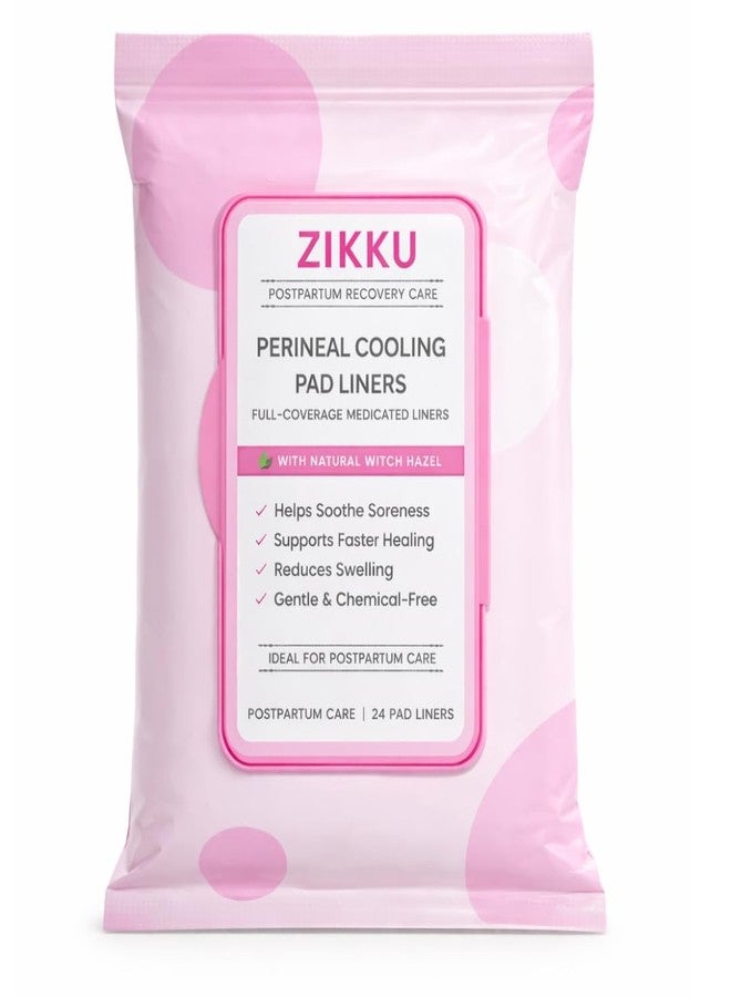 ZIKKU Perineal Cooling Pad Liners with Witch Hazel for Postpartum Care & Hemorrhoids Relief | Full Length Ice Liners | Hospital Bag Essential | Use Over Maternity Pads | Pack of 24 - Image 1