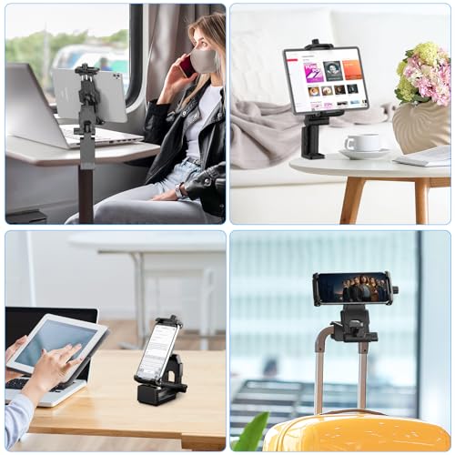 KDD حامل جهاز لوحي للطائرة من KDD، أساسيات السفر القابلة للتعديل، حامل هاتف آيباد مع دوران 360 درجة، حامل رأس السيارة المحمول متوافق مع طراز تسلا Model 3/Y، آيباد، هاتف، سويتش - Image 5