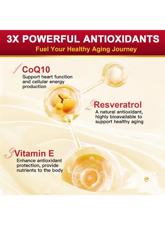 ZEBORA CoQ10-400 ملغ مع ترانس-ريسفيراترول، PQQ وفيتامين E - إنزيم Q10 عالي الامتصاص مع BioPerine - مضاد أكسدة قوي لصحة القلب وإنتاج الطاقة - Image 3