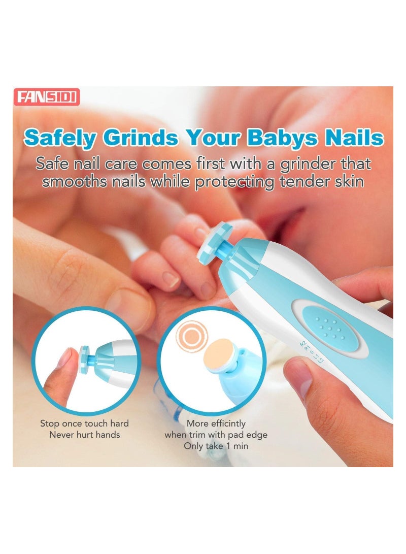 Baby Nail File Electric Trimmer - 9pc Baby Nail Trimmer Electric Set - Electric Nail File Baby with Light - Baby Electric Nail File for Newborn Infant Toddler Adult Nails - Image 2
