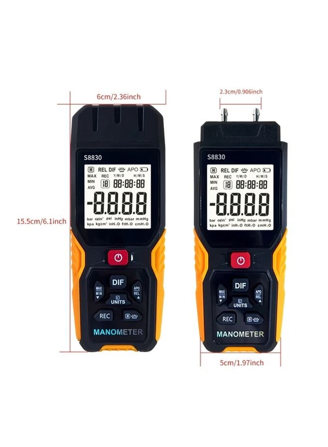 S8830 Digital Differential Pressure Gauge Dual Port 36 8kPa HVAC Gas Meter - Image 3