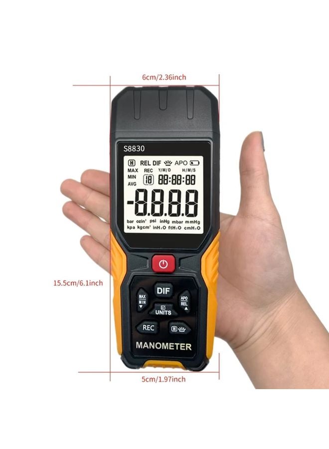S8830 Digital Differential Pressure Gauge Dual Port 36 8kPa HVAC Gas Meter - Image 5