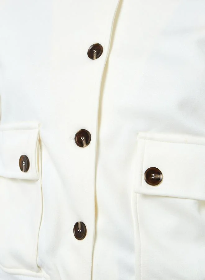 Take Two Women Solid Button Front Long Sleeve Jacket