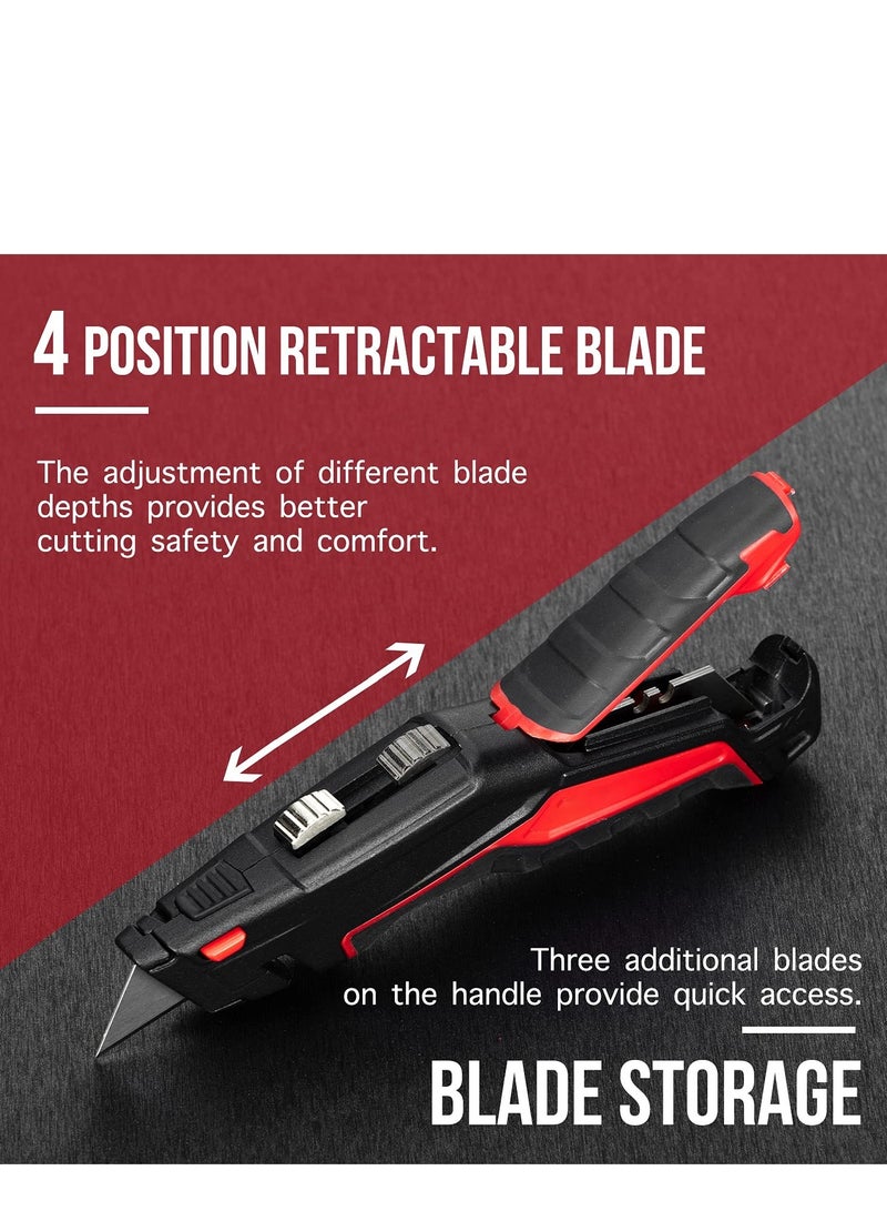 SYOSI 2-Pack Heavy Duty Utility Knife,Quick Change Blade, Retractable and Folding Box Cutter for Cartons, Cardboard and Boxes - With 10pcs SK5 Sharp Blades Included,Blade Storage Design - Image 3