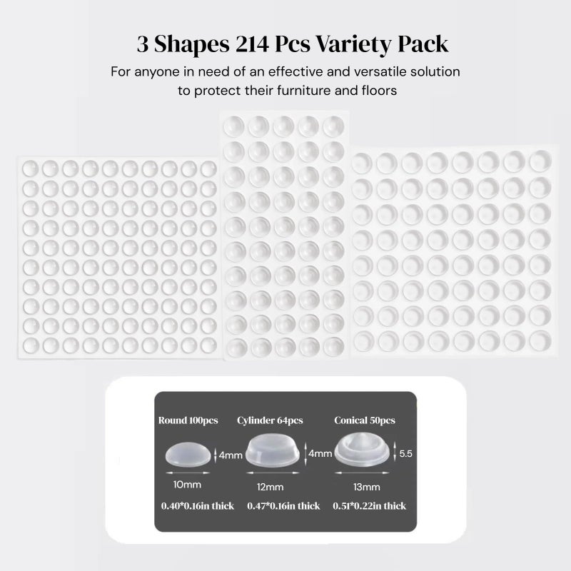 Eightnoo Cabinet Door Bumpers 4Mm/5.5Mm Thick - 3 Shapes 214 Pcs Variety Pack With Self-Adhesive Pads  Clear Rubber Bumper Feet Pads For Cabinet Stoppers  Drawers  Furniture - Image 4