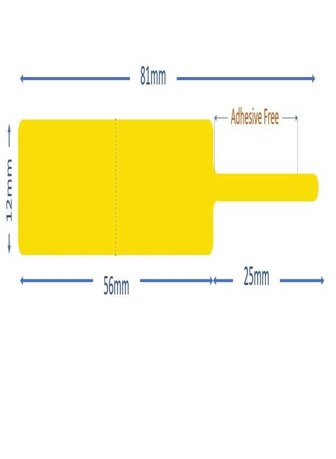 BAR-CODING TECH®, Yellow Matte Finish 81mm X 12mm Partial Gum/Half Gum Jewellery Labels, 1 Roll of 2000 Labels - Image 3