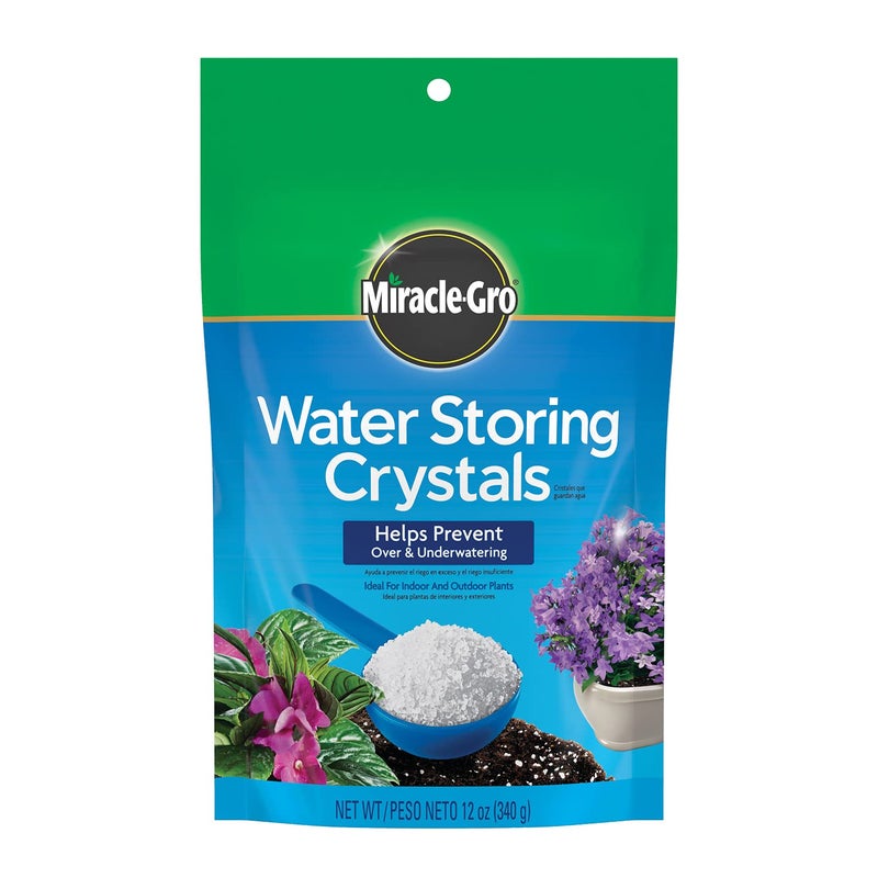 Miracle-Gro Water Storing Crystals, Helps Prevent Over and Underwatering in Outdoor and Indoor Plants, 12 oz. - Image 1