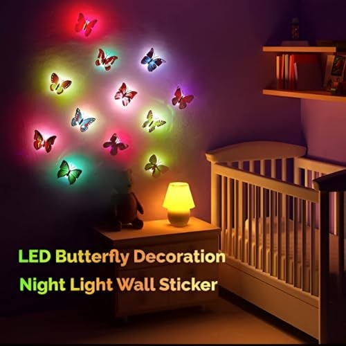 MeeTo Butterfly Night Lamp Colour-Full Home Decoration Color Changing Led Butterfly Light- Peel and Stick (Pack of 5) - Image 2
