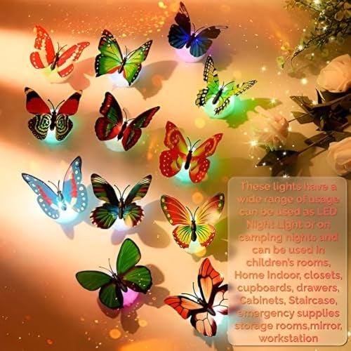 MeeTo Butterfly Night Lamp Colour-Full Home Decoration Color Changing Led Butterfly Light- Peel and Stick (Pack of 5) - Image 4