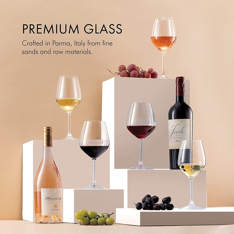 NVRA Italian Red Wine Glasses 18 Ounce Lead Free Shatter Resistant Wine Glass Set of 6 Wine Glasses Tableware Glass Crystalline Luxury Party Glass Set of 6 Perfect for Home Restaurants - Image 2