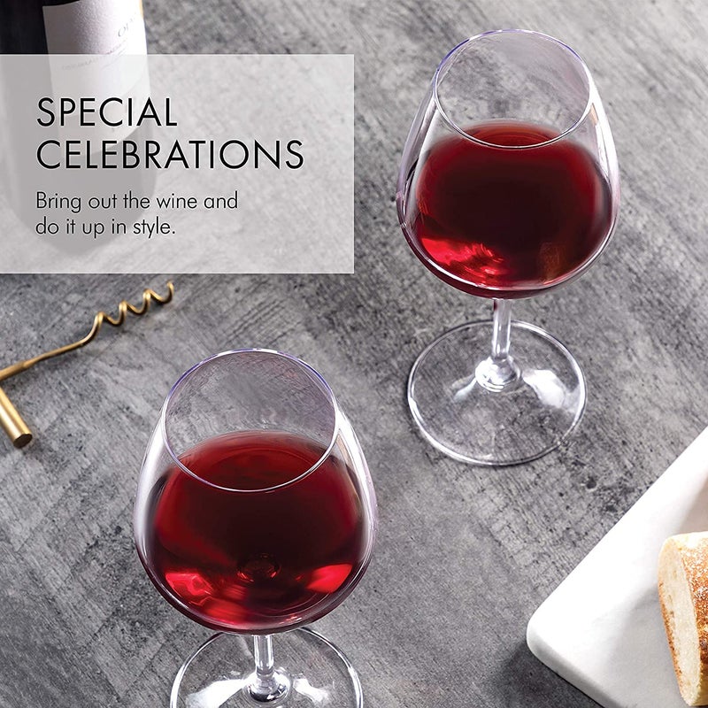 NVRA Italian Red Wine Glasses 18 Ounce Lead Free Shatter Resistant Wine Glass Set of 6 Wine Glasses Tableware Glass Crystalline Luxury Party Glass Set of 6 Perfect for Home Restaurants - Image 5