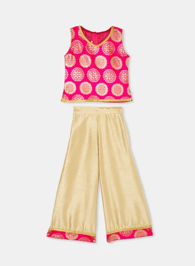 ADIVA Girls Brocade Kurta and Palazzo Set