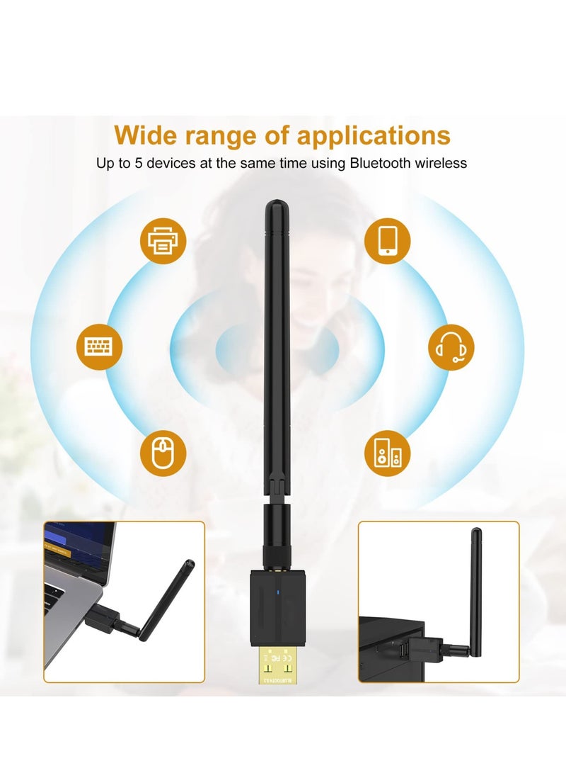 Excefore Long Range USB Bluetooth 5.3 Adapter for Desktop PC - 328FT Wireless Transfer for Mouse, Keyboard, Headphones - Win11/10/8.1 Support - Image 4