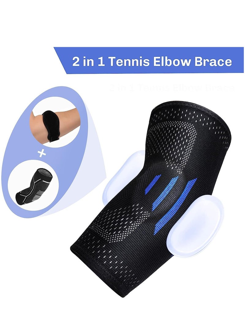 Zikra 2 in 1 Tennis Elbow Brace for Men Women Compression Sleeve with Integrated Elbow Pads Breathable Tendonitis elbow Support Protector for Sports Golfer's Elbow Arthritis Treatment Reduce Joint Pain (M) - Image 2