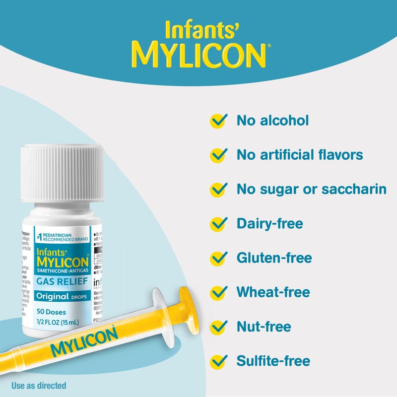 Mylicon Gas Relief Drops for Infants and Babies, Original Formula, 0.5 Fluid Ounce - Image 5