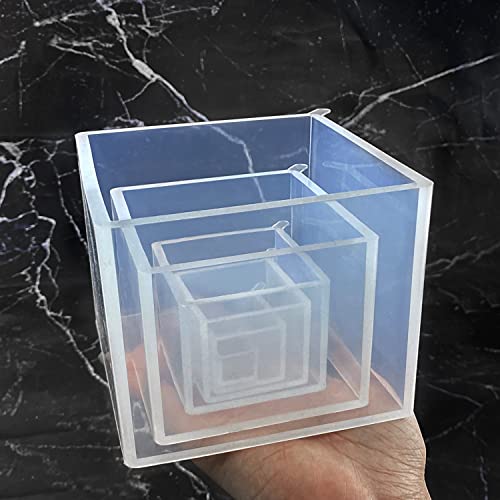 RESINWORLD Set of 4, 3", 2", 1.5", 1", 0.5" Clear Silicone Cube Molds, Large Deep Square Epoxy Resin Mold, Transparent Cube Silicone Molds for Resin Casting - Image 4